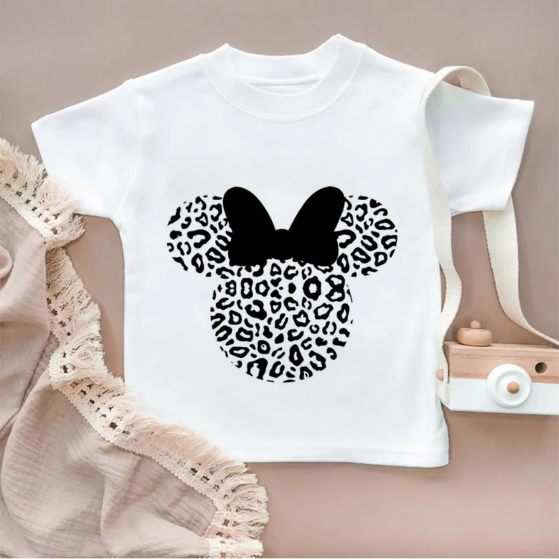 

Children Kawaii Printing Disney Summer New Tees Products Minnie Mouse Harajuku Fashion Outdoor Pattern T-shirt Kids Clothes Girl
