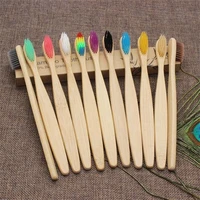 10pcs colorful natural bamboo toothbrush set soft bristle charcoal teeth whitening bamboo toothbrushes soft dental oral care
