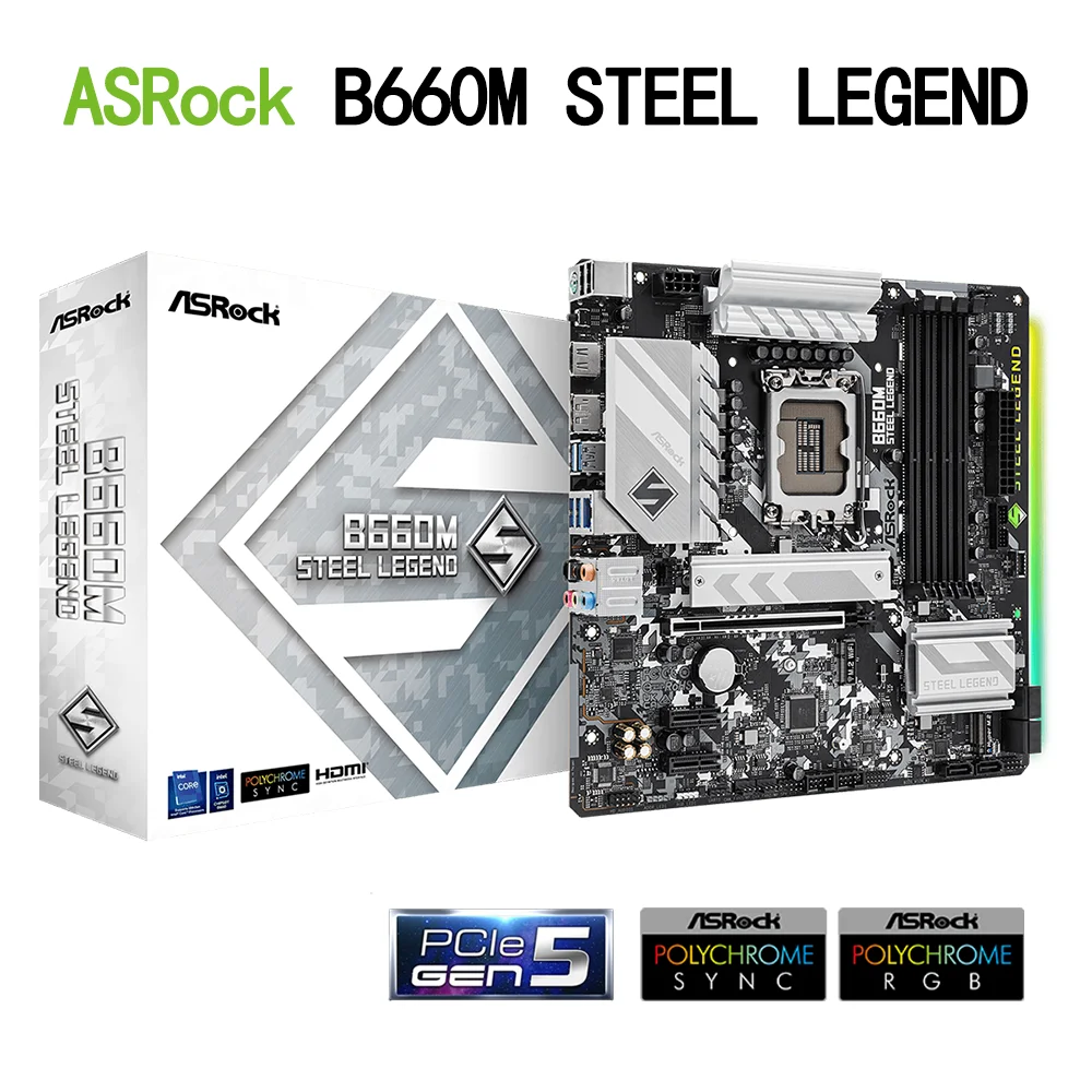 

Материнская плата LGA 1700 ASROCK B660M Steel Legend Micro ATX Intel B660 DDR4 PCIe 5,0x16 USB 3,2 Gen 128G поддержка ЦП 12 поколения Новинка