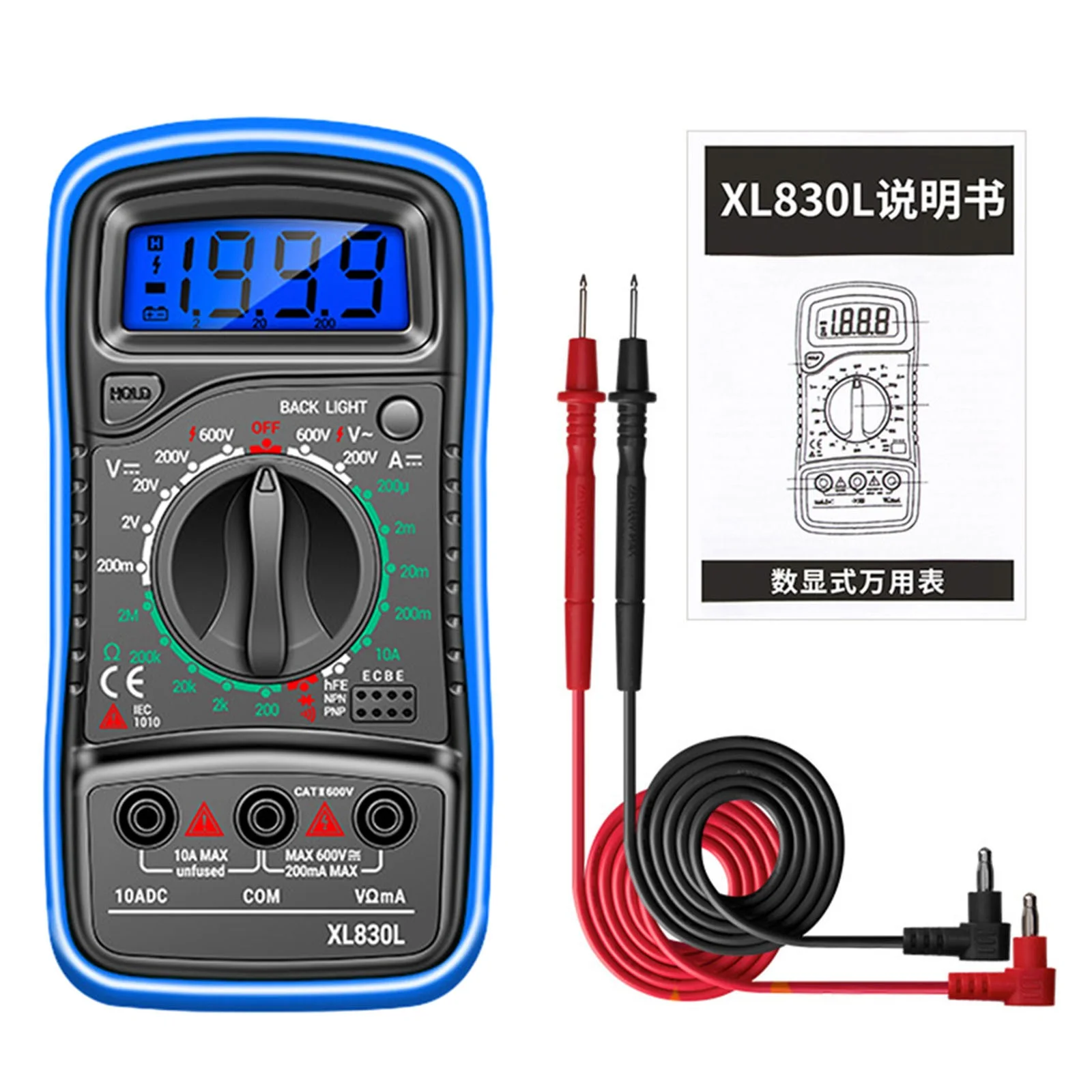 XL830L Многофункциональный цифровой мультиметр Измеритель напряжения и тока Синяя