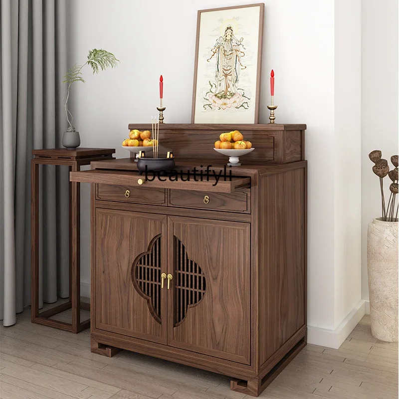 Храм Будды из цельного дерева новый алтарь в китайском стиле курильница стол для