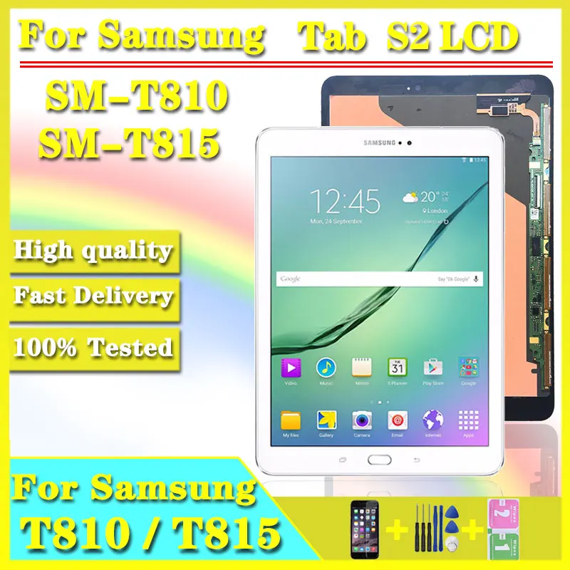 

100% Test Super AMOLED For Samsung Galaxy Tab S2 9.7 SM-T810 T813 T819 T815 LCD Touch Panel Tablet Digitizer Assembly