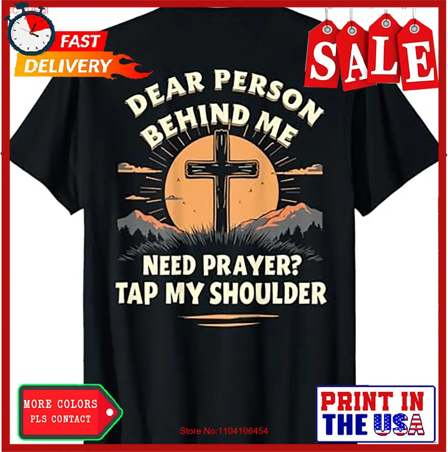 Футболка с плечами Dear Person Behind Me Need Prayer Tap My (на спине)