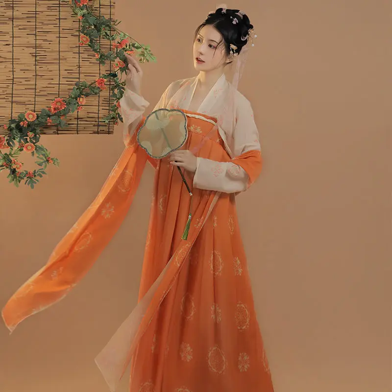 

Hanfu Women's Summer Chest Length One-piece Double Breasted Ru Skirt