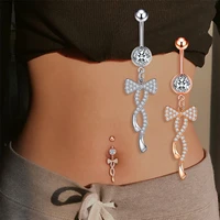 button rings heart bow knot belly button ring belly piercing clip on umbilical navel pircing crystal cartilage earring clip