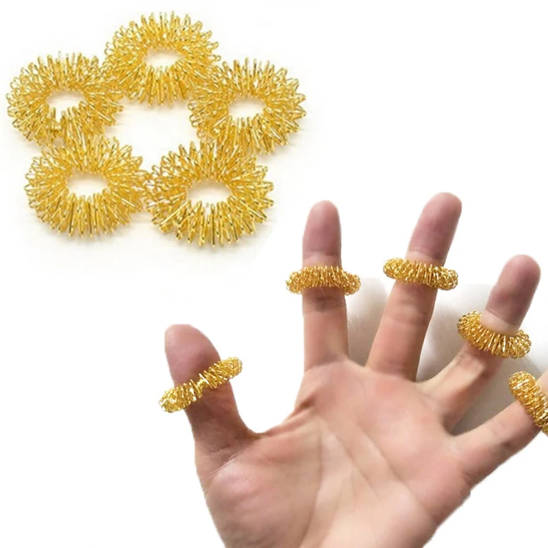 

10pcs Stainless Steel Finger Massage Ring Acupuncture Ring Therapy Relax Blood