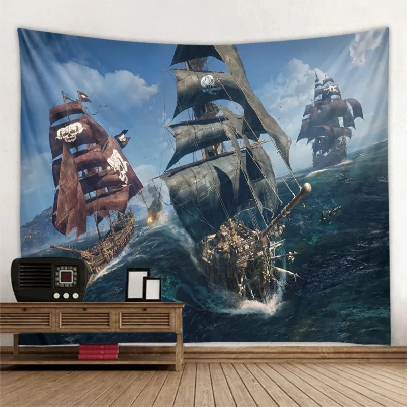 Гобелен с пиратским кораблем настенный вид морем украшение для дома хиппи на