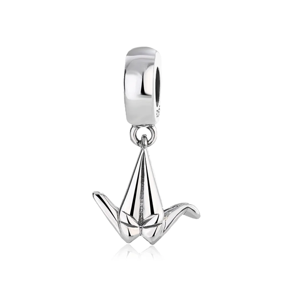 

Shiny 925 Solid Silver Beads Charmspaper Crane that Conveys Love Fit Pandora Original Bracelet Women DIY Jewelry Lover Gift