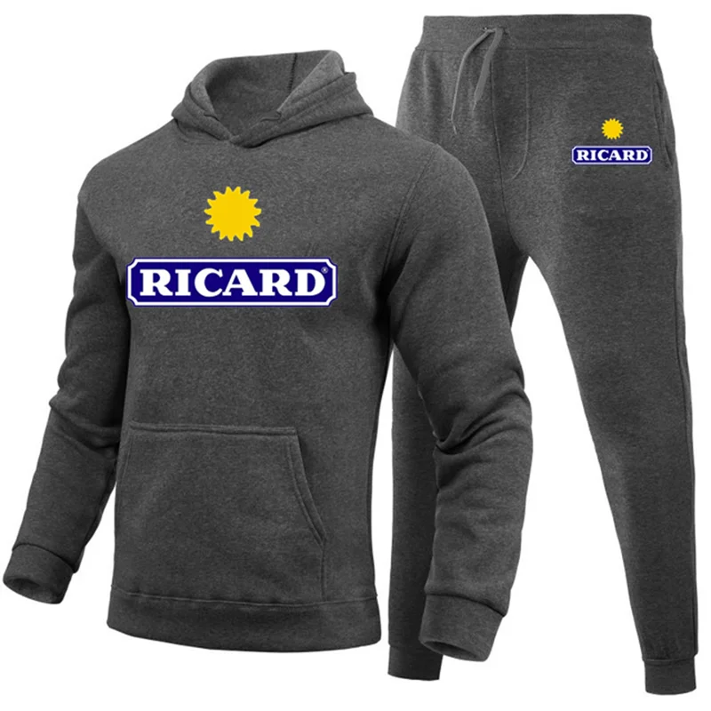 Ricard New Winter Men's Clothing Men Sets Printing Hoodie Set Fleece Sweatshirt Casual Sport Sweatpants Mens Tracksuits 2022