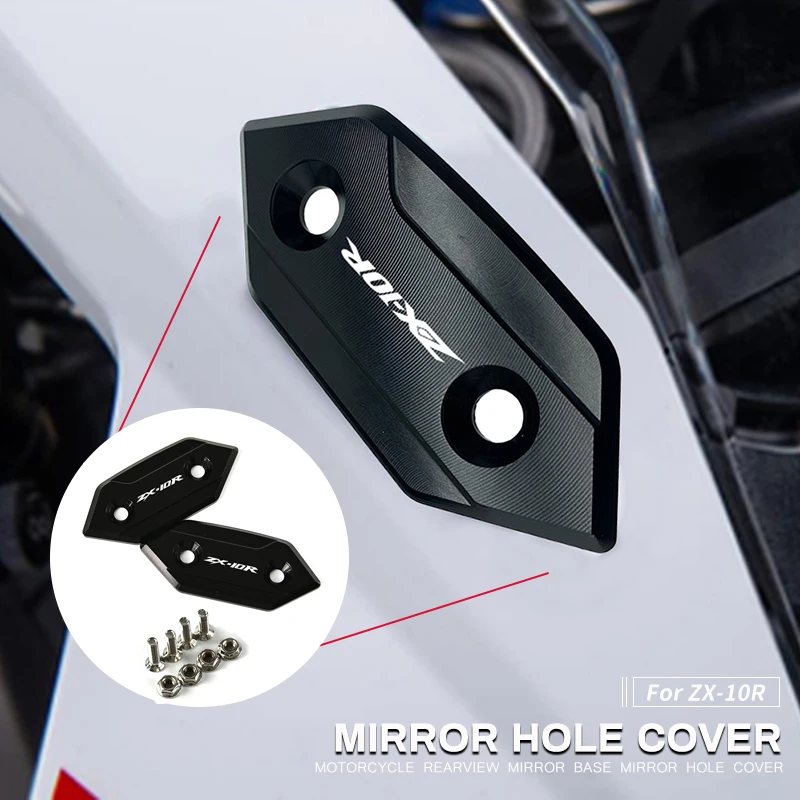 

For Kawasaki ZX-10R ZX10R zx 10r 2008 2009 2010 Motorcycle Windscreen Windshield Mirror Hole Cap Driven Mirror Eliminators Cover