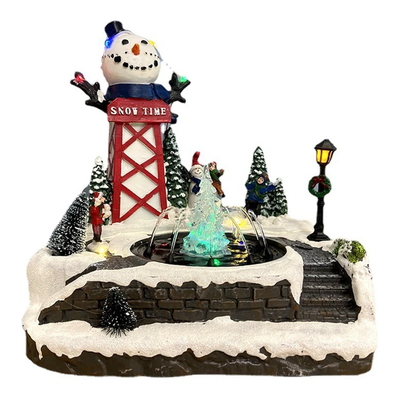 LED Light Christmas Snow House Village Luminous Ornament Figurine Christmas Decorations Crafts Xmas Decors