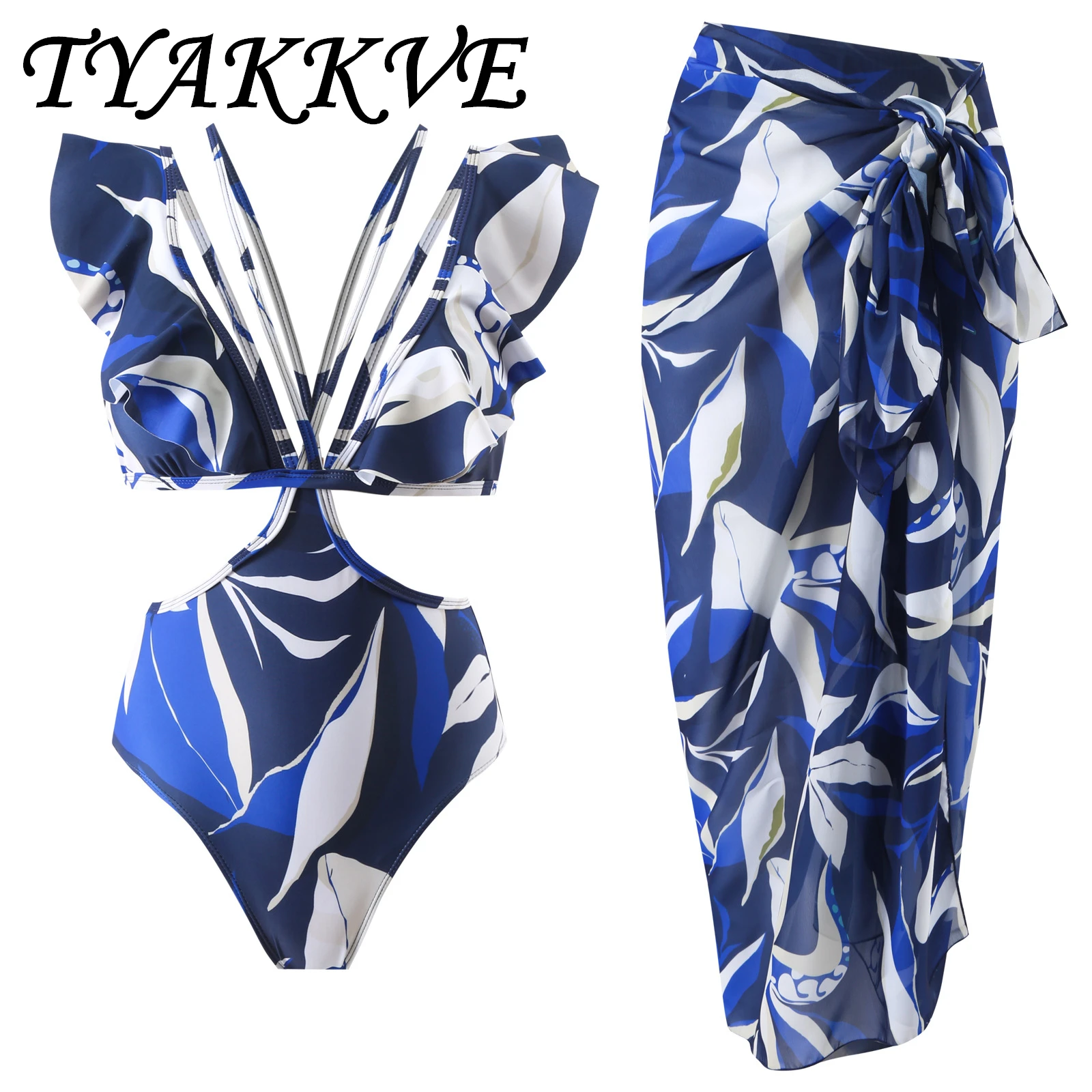 TYAKKVE 2024 Летний Новый слитный женский купальник с принтом во французском стиле