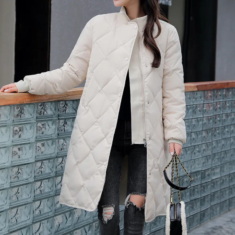 Women's Parkas Thick Cotton Padded Outerwear Casual Coats 2023 Winter Solid Long Jacket Female Stand Collar Overcoat with Sashes