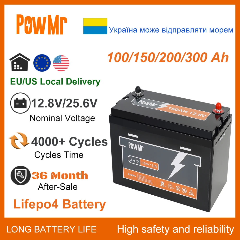 Литий-железо-фосфатные батареи PowMr, 12 В, 24 В, 12,8 Ач, Ач, LiFePo4 ...