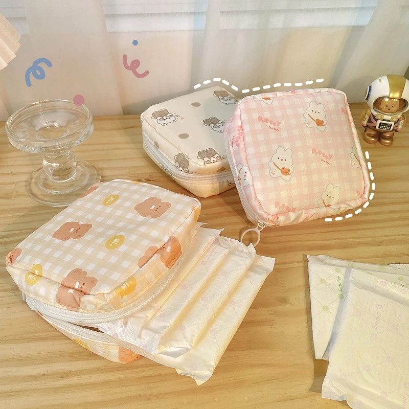 

Cute Sanitary Napkin Pad Pouch Towel Storage Bag Cartoon Large-capacity Physiological Period Tampon Organiser Mini Bag Kawaii