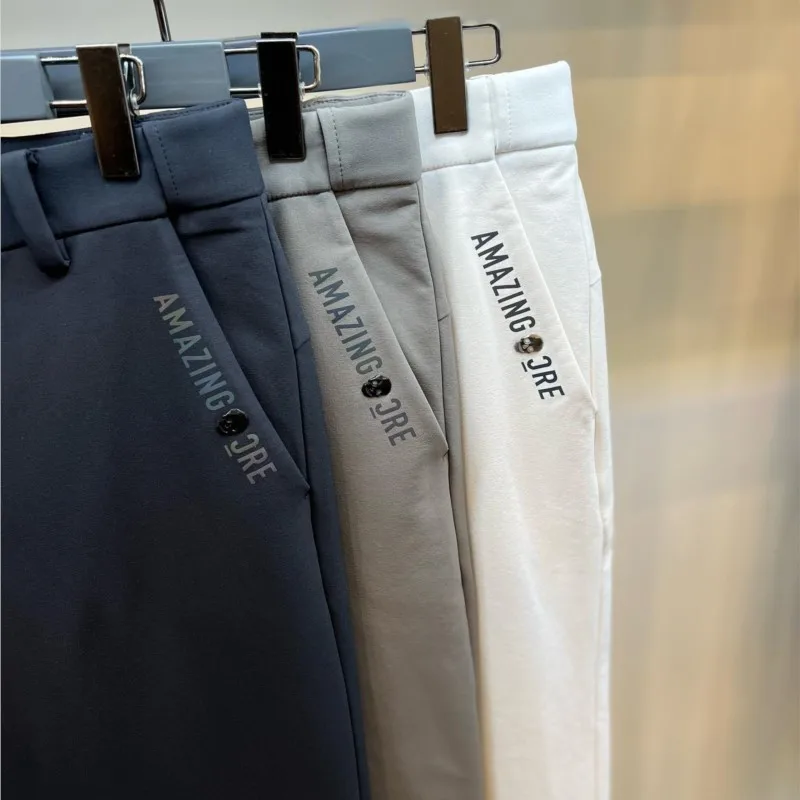 Men's Golf Fleece Lined Outdoor Waterproof Windproof Pants Elastic