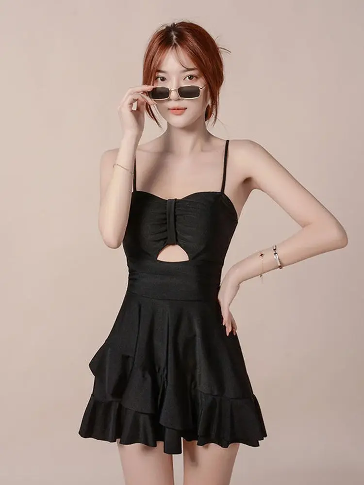 

Hot Spring Swimsuit Ladies Siamese Conservative Cover Belly Long Sleeve Korean Style Two-piece Skirt Suit for Women Girls Bikini