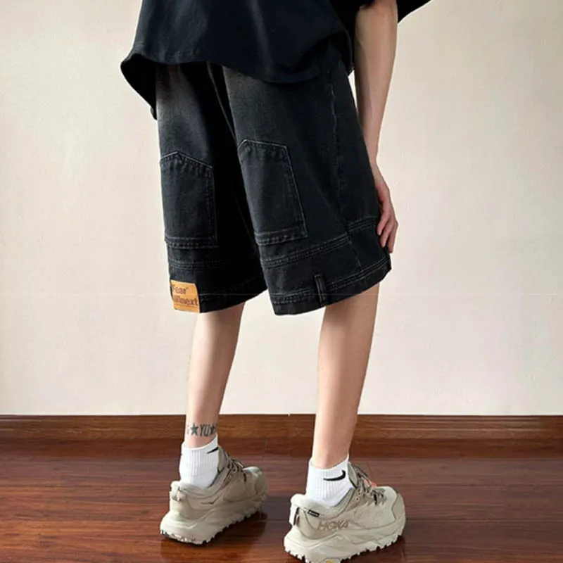 Джинсовые шорты в американском стиле мужские дизайнерские тонкие свободные