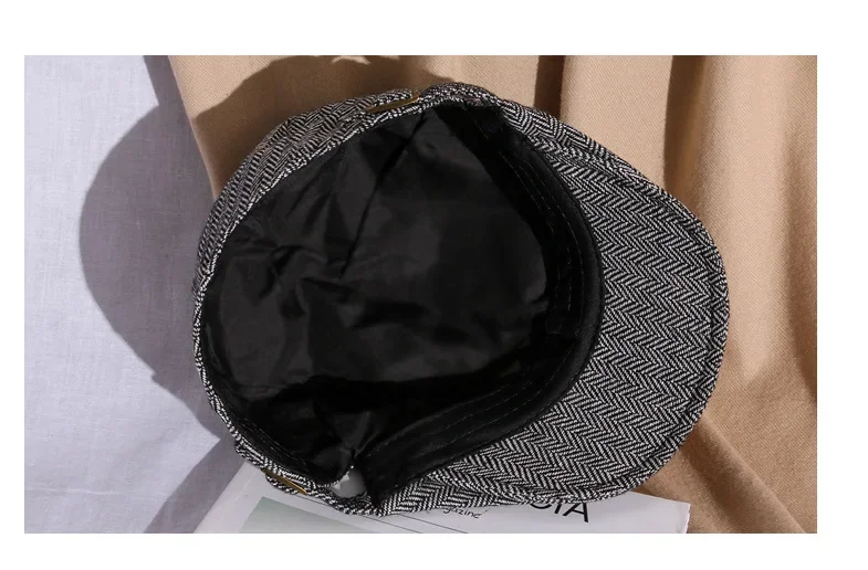 Зимний теплый шерстяной фетровый мужской берет с пряжкой регулируемая вязаная