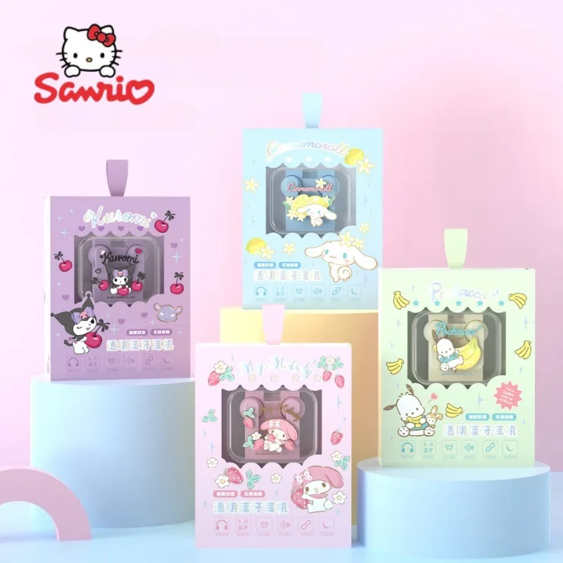 

Sanrio Wireless Bluetooth Headset Hello Kitty Kuromi Mymelody Cinnamoroll Pachacco Anime Cartoon Noise Reduction Half-in-ear