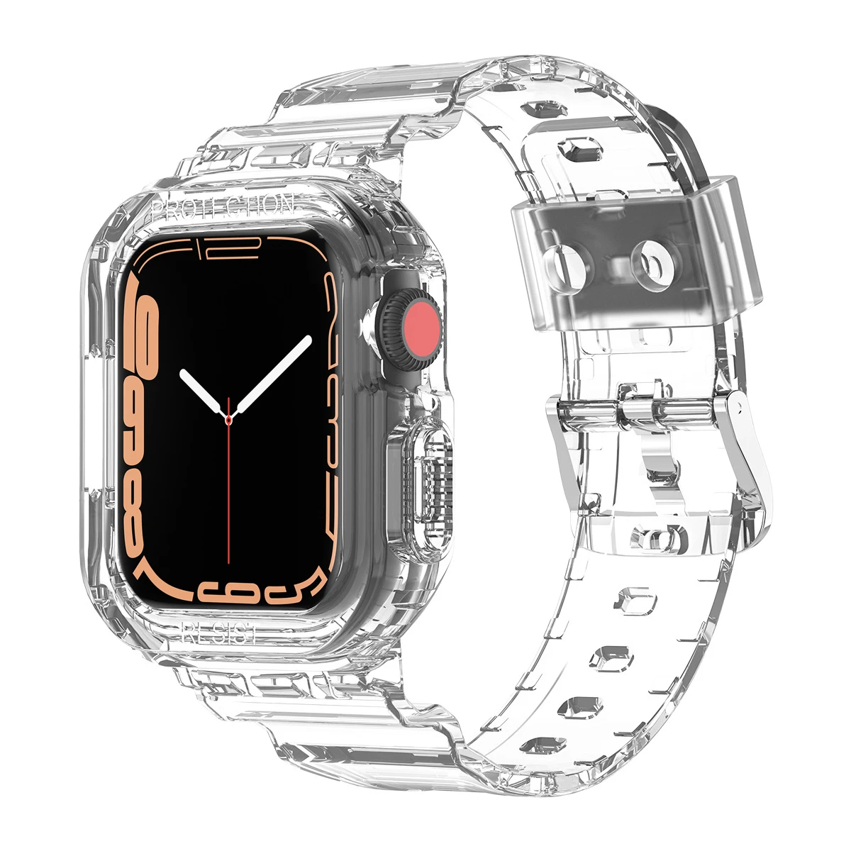 Ремешок спортивный прозрачный для Apple Watch 7 6 SE 5 4 3 2 силиконовый браслет iwatch 40 мм 44 42