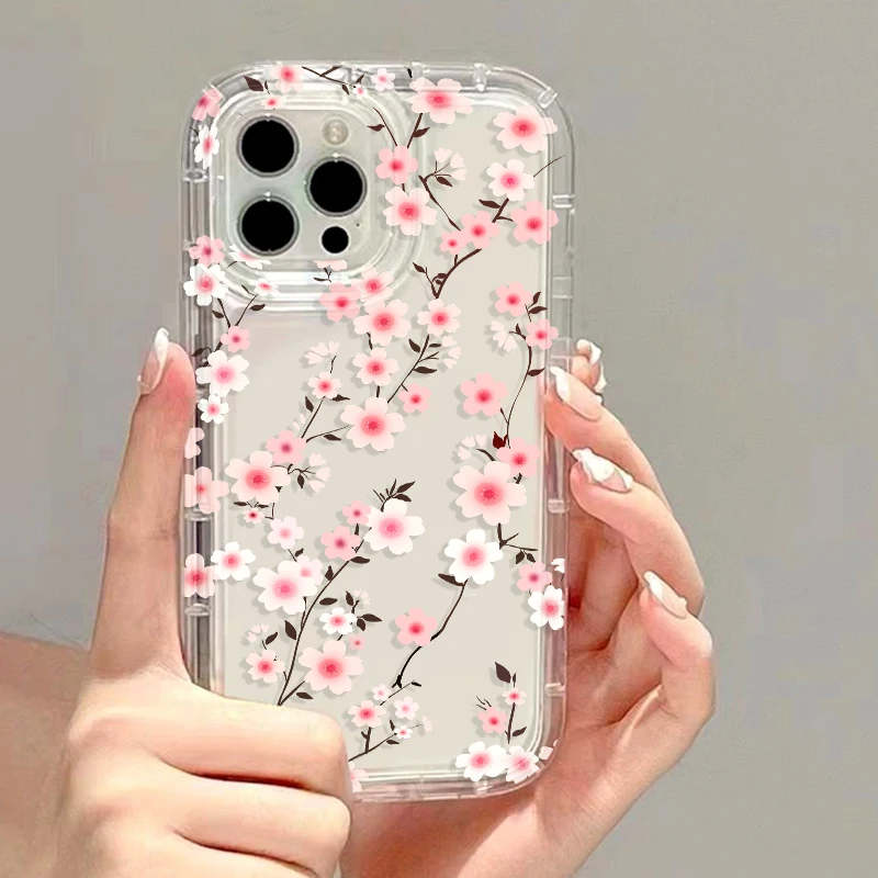 Чехол для телефона с цветами iPhone 13 чехол 15 14 11 12 Pro Max XR X XS 6 7 8 Plus SE 15pro 13pro прозрачные