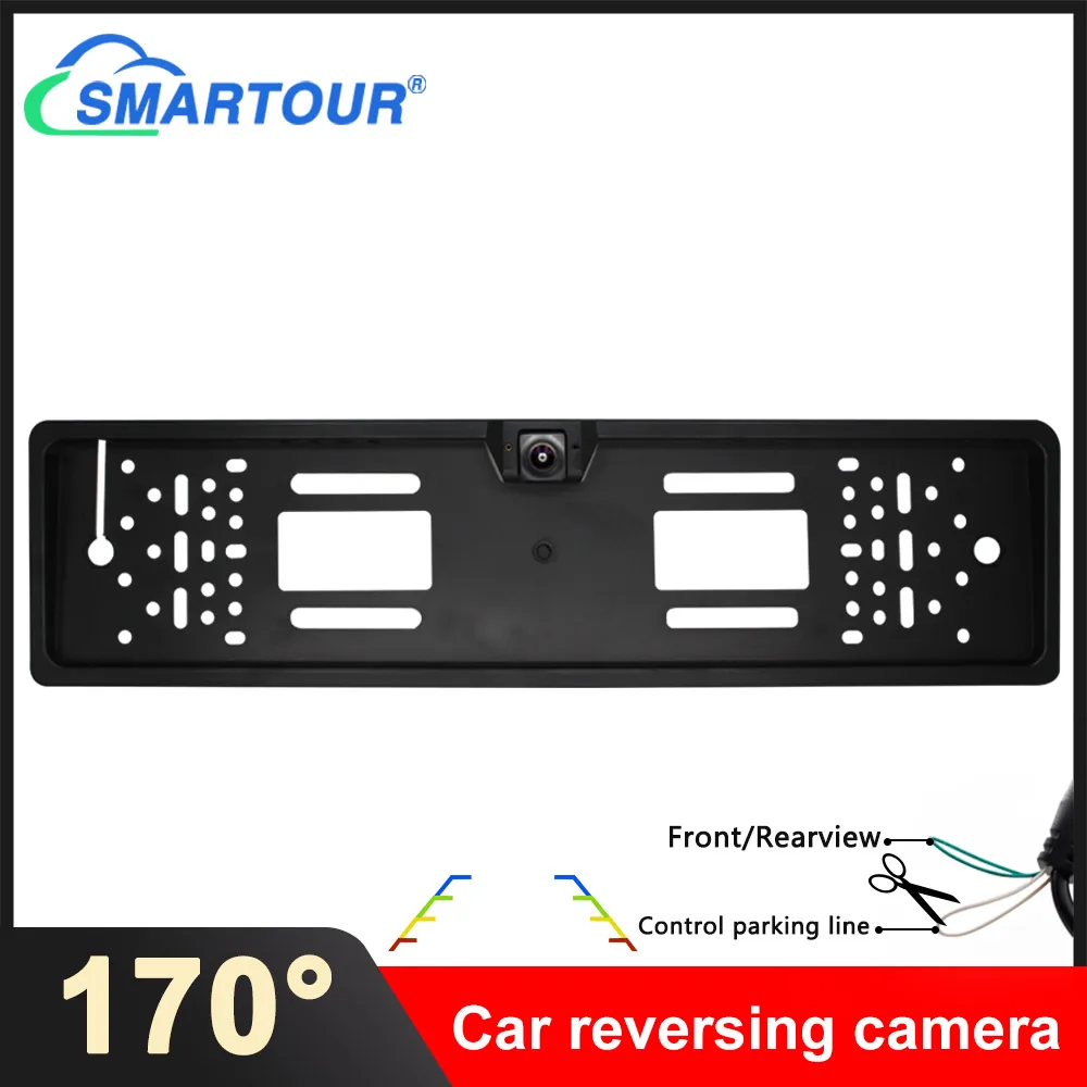 

Smartour Car Rear View Camera EU European License Plate Frame Parktronic Reverse Backup 170 Degree HD Night Vision Front Camera