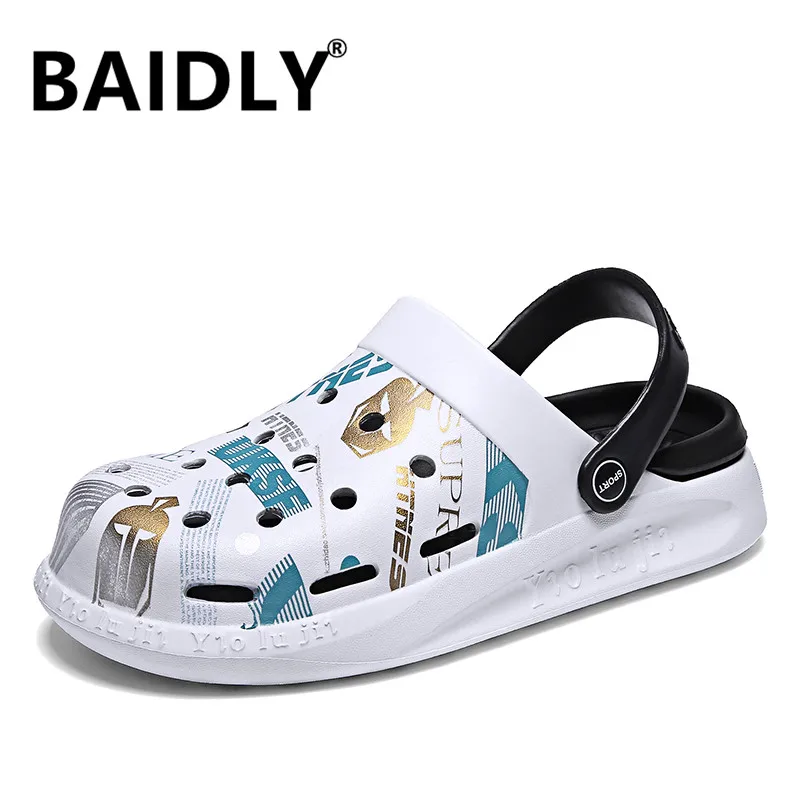 

Brand Men Sandals Black Garden Casual Aqua Clogs Sandals Hot Male Band Summer Slides Sandals Beach Swimming Shoes Slippers