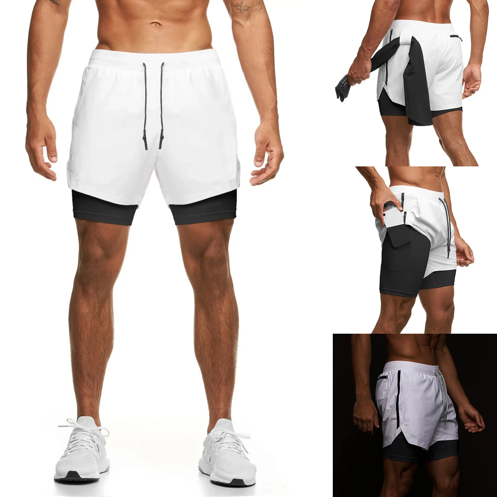 

Спортивные шорты для мужчин, повседневные спортивные быстросохнущие спортивные шорты для тренировок, бега, спортзала, тренировок, мужские ...