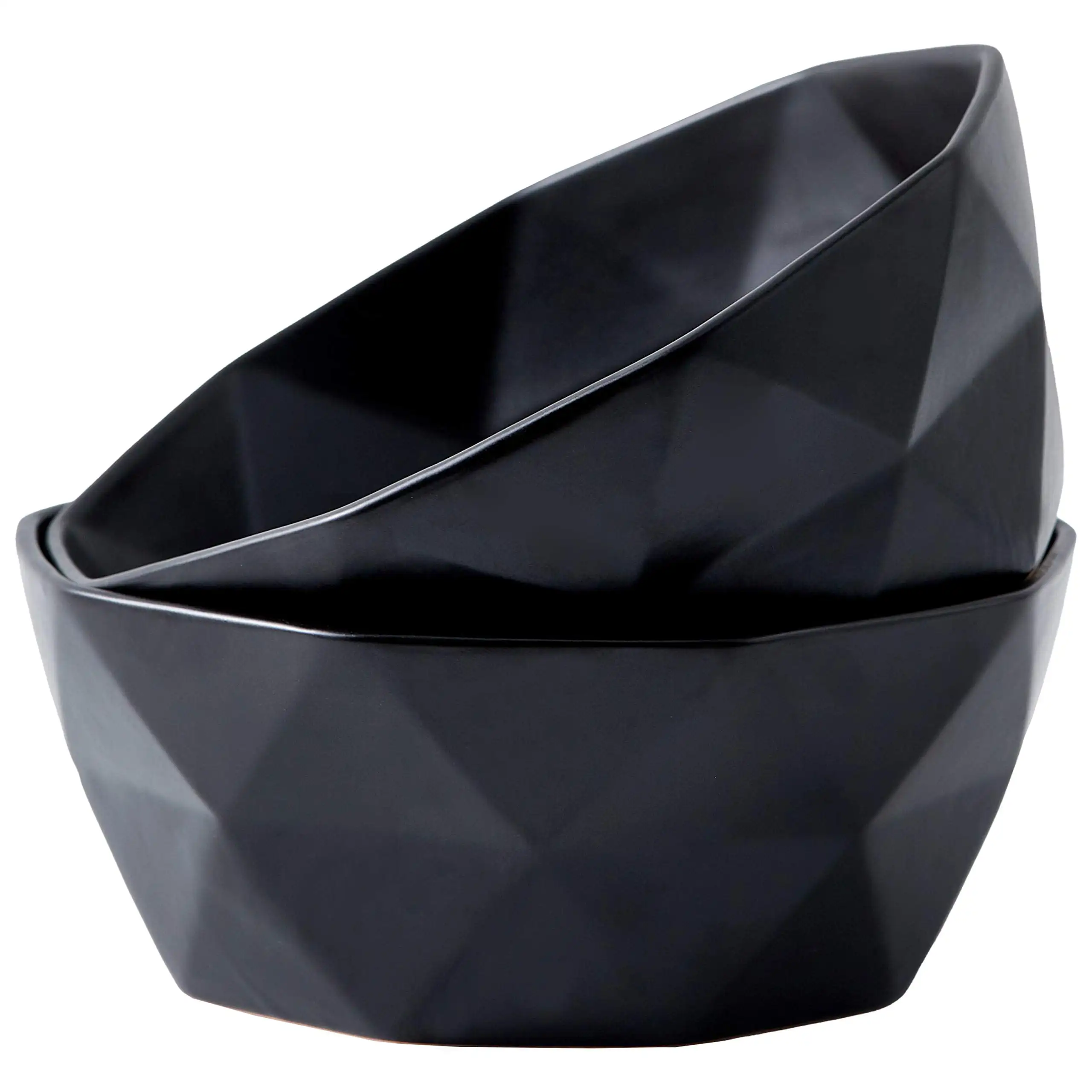 

Set Of 2 Premium Ceramic Geometric Large Salad Serving Bowls (60 Oz) Oven Safe. For Family