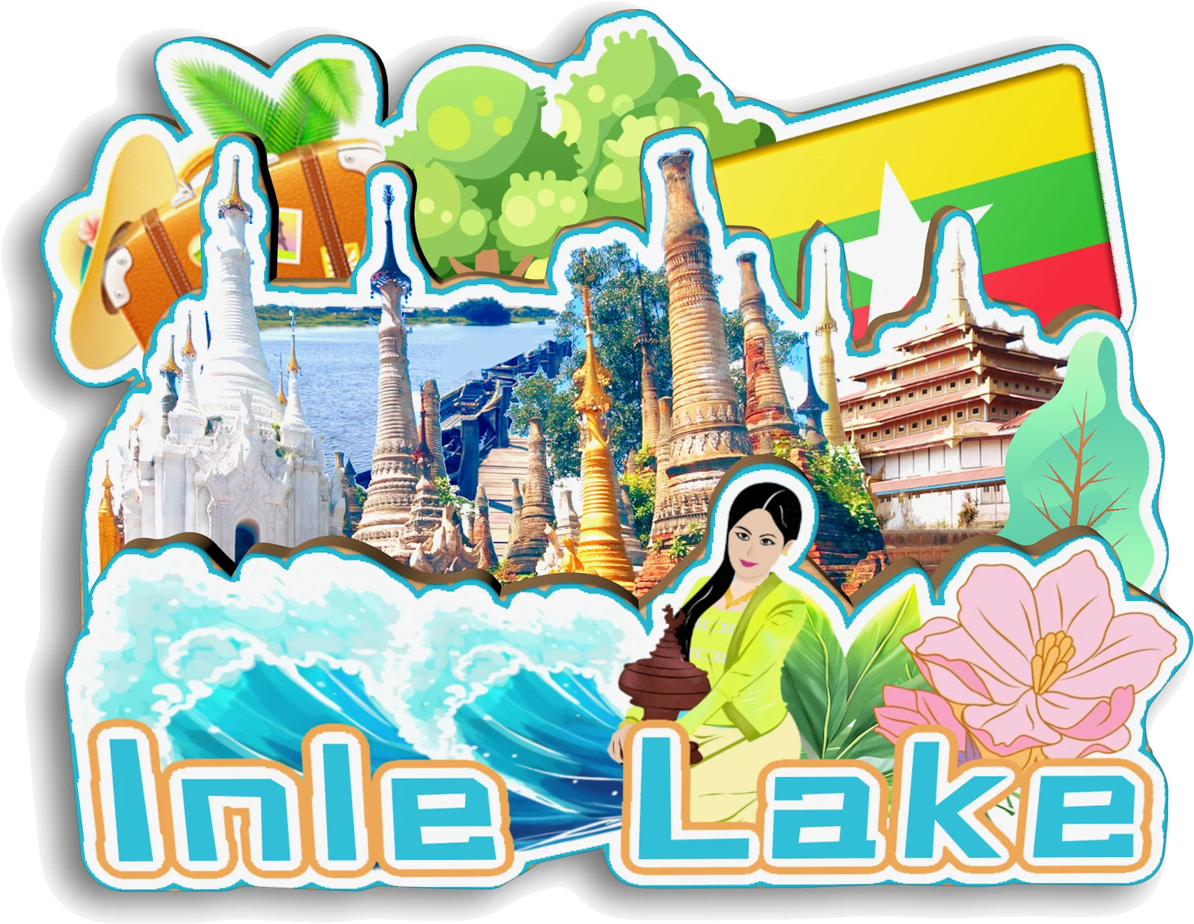 Bagan Yangon Mandalay Nyaungshwe Inle Lake Ngapali Mrauk U Bago Ngwe Saung Myanmar Магнит на холодильник Путешествия Сувенир Подарок (art.: 3920cd23c6ccd) - 3920cd23c6ccd