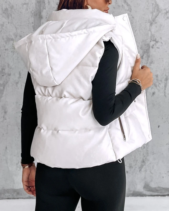 Женский жилет пальто Осень-зима 2024 модный однотонный Повседневный на молнии с