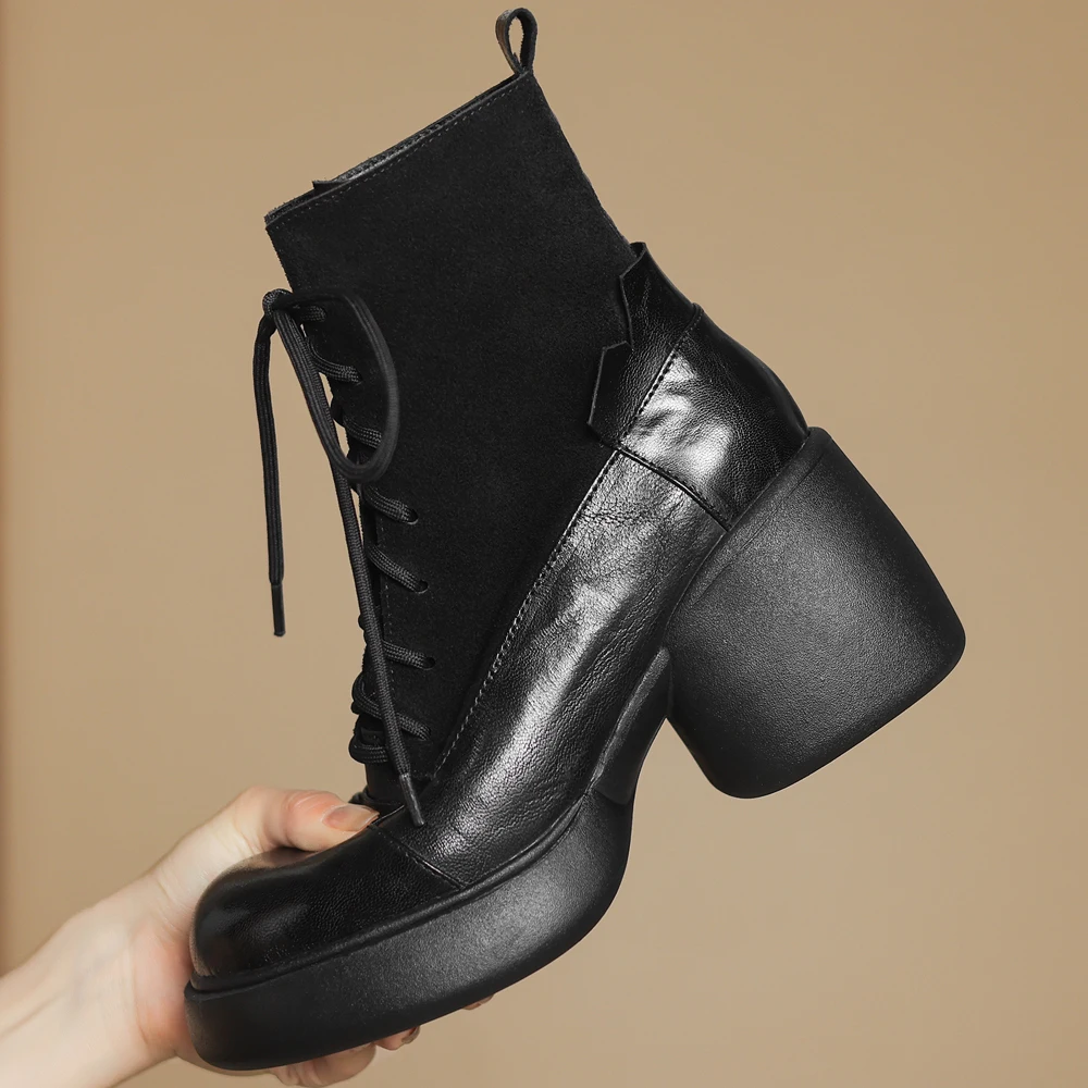 Новинки весна осеньженские ботильоны из натуральной кожикожаная зимняя обувь на