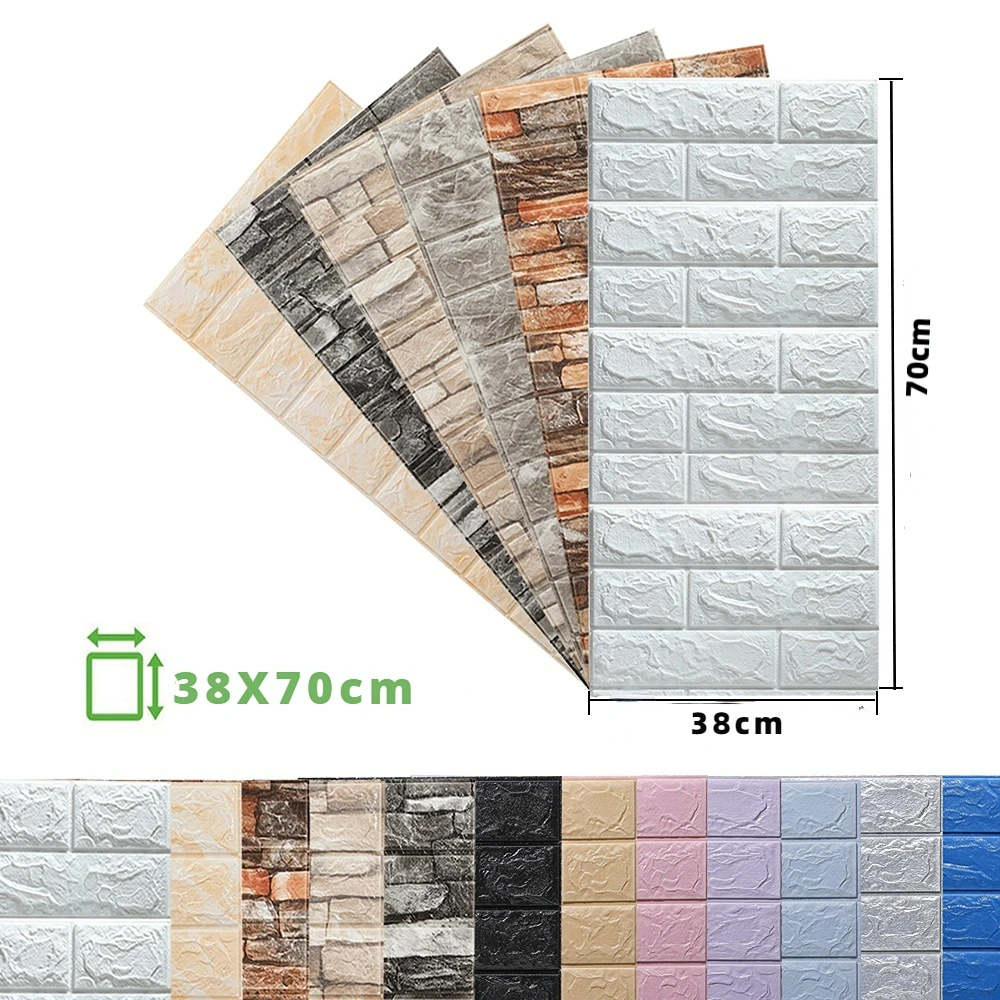 

10pcs 38X70cm Foam 3D Wall Stickers Brick Self Adhesive Wallpaper Panels Home Decor Living Room Bedroom Decor Bathroom Sticker
