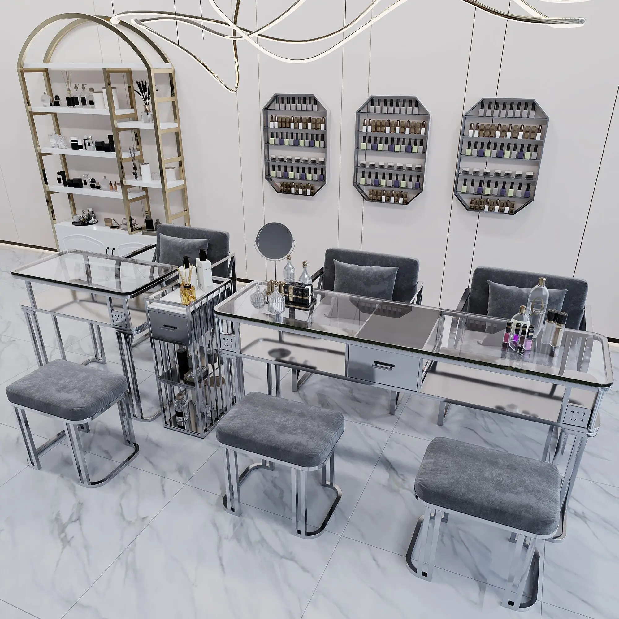 Профессиональный стеклянный Настольный скандинавский туалетный столик для