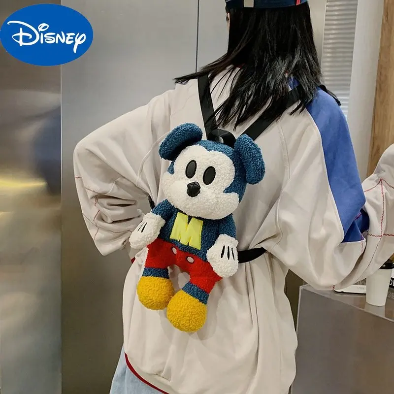 Disney Plush Bag Girl 2023 Spring and Summer New Cartoon Doll Children's Backpack Girl Cute Mickey Backpack Plush Bag