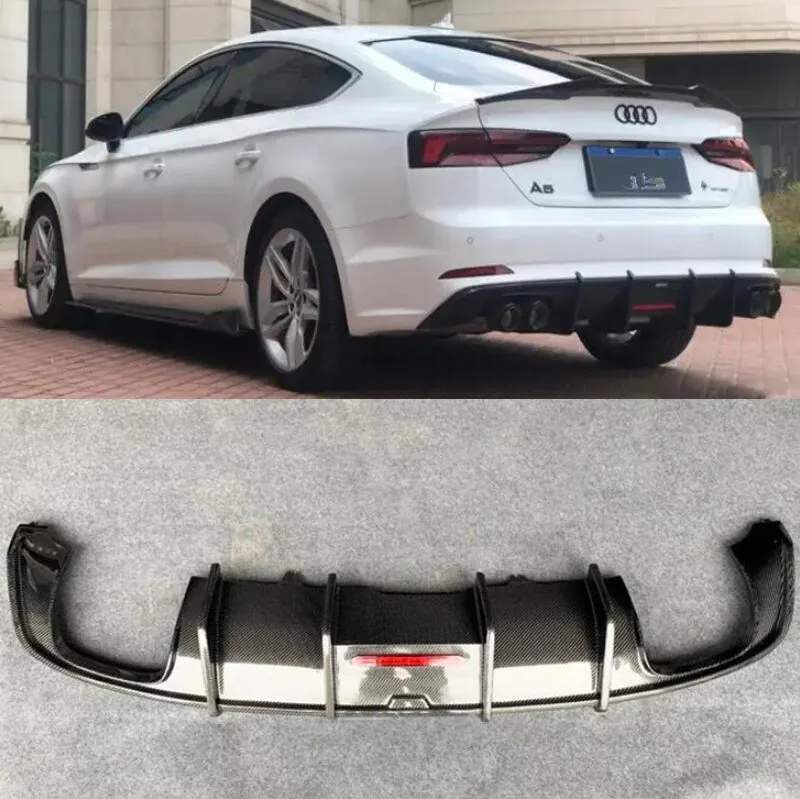 Для Audi A5 S5 B9 2017 2018 2019 задний бампер из настоящего углеродного волокна диффузор
