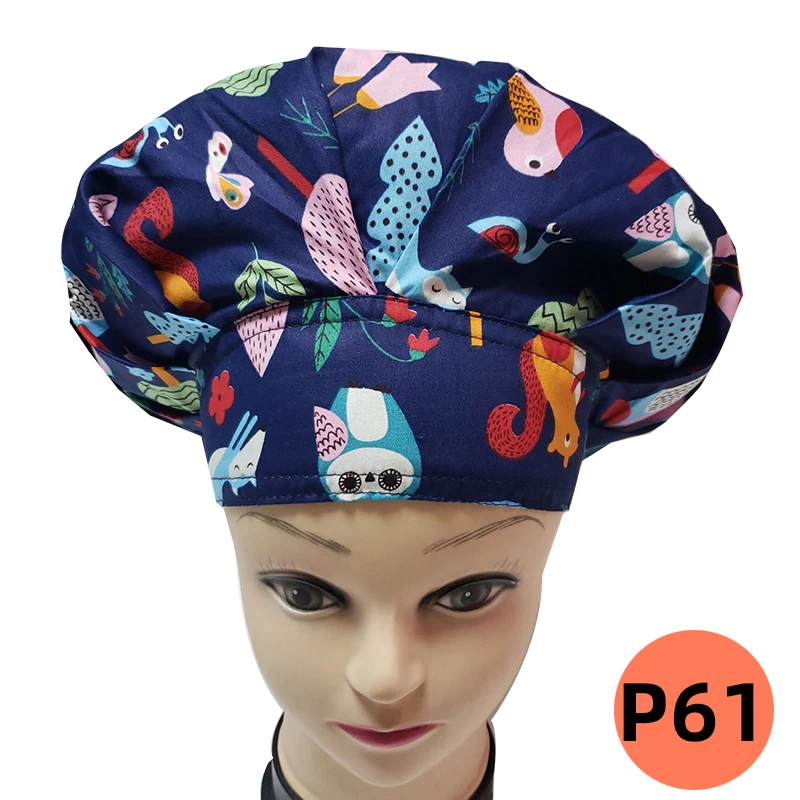 

Fashion print Breathable scrub cap nurse accessories adjustable scrubs women Puffy Hat beauty salon laboratory Pet shop hat