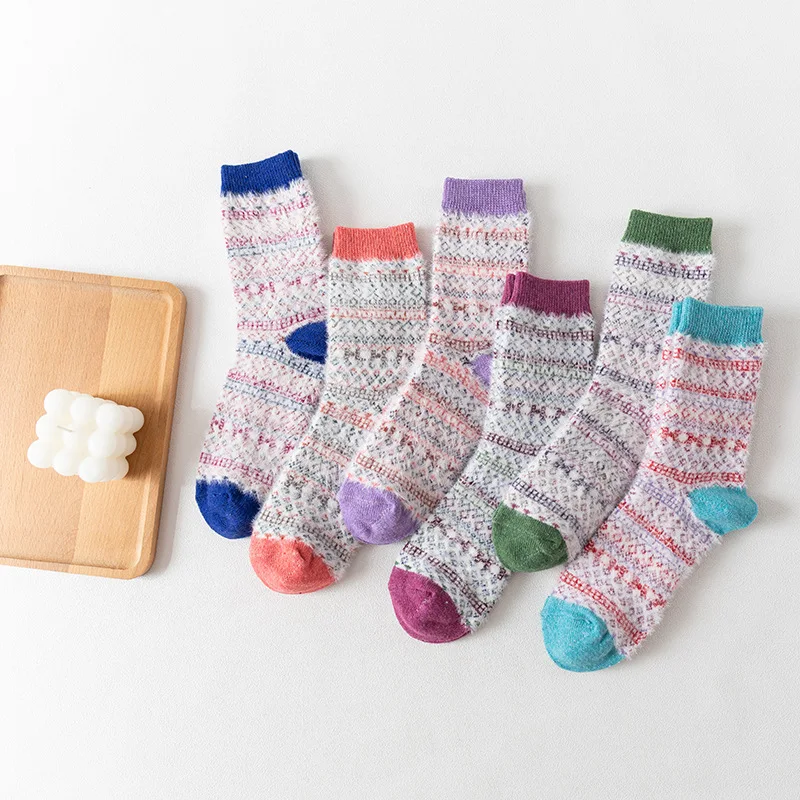 3 Pairs New Arrival Hot Selling Rabbit and Sheep Wool Socks for Women Winter Mid-Calf Thickened Faux Cashmere Thermal Socks