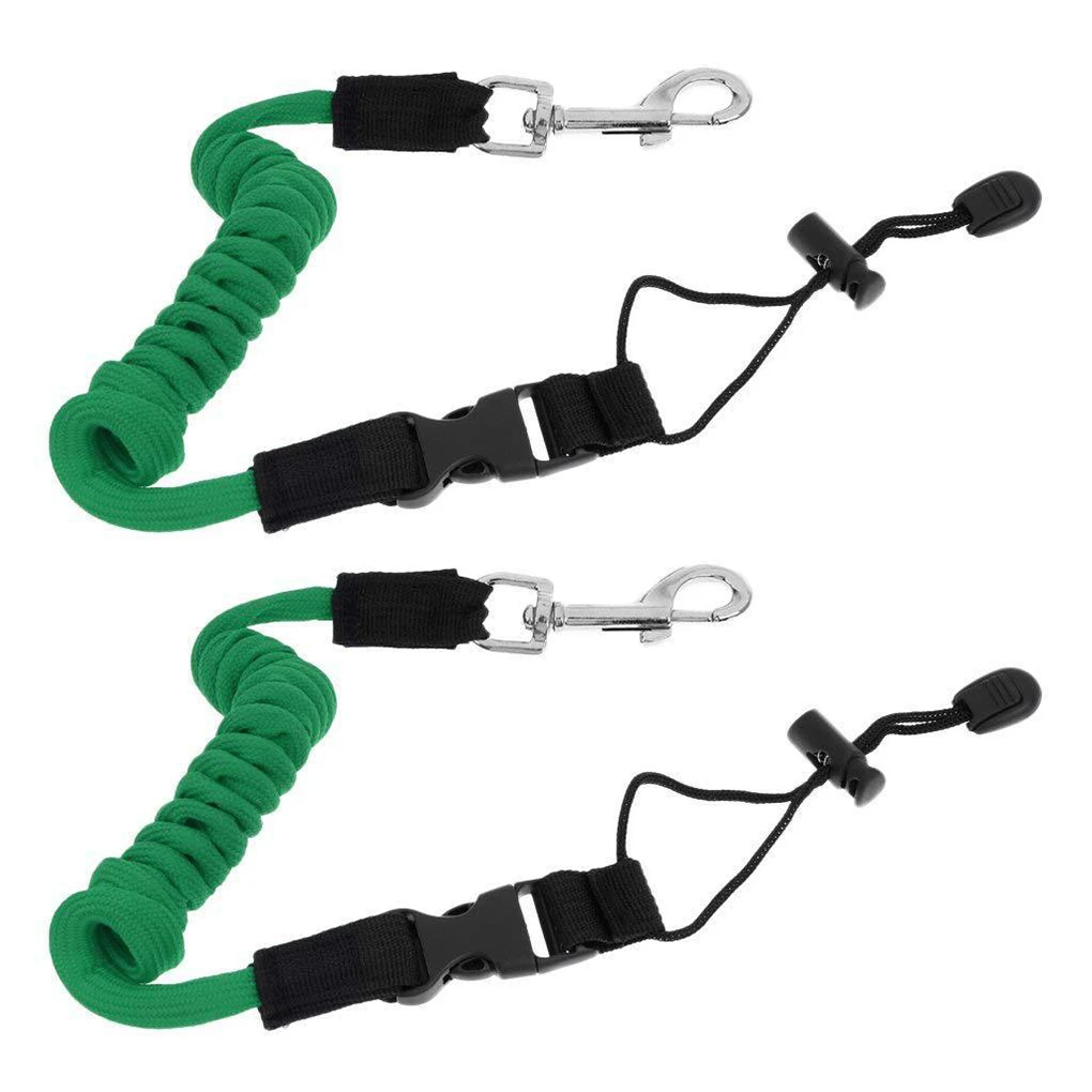 

2 Pieces Kayak Paddle Leash Rope Elastic Fishing Rod Safety Lanyard Belt Buckle with Hook Portable Supplies Red