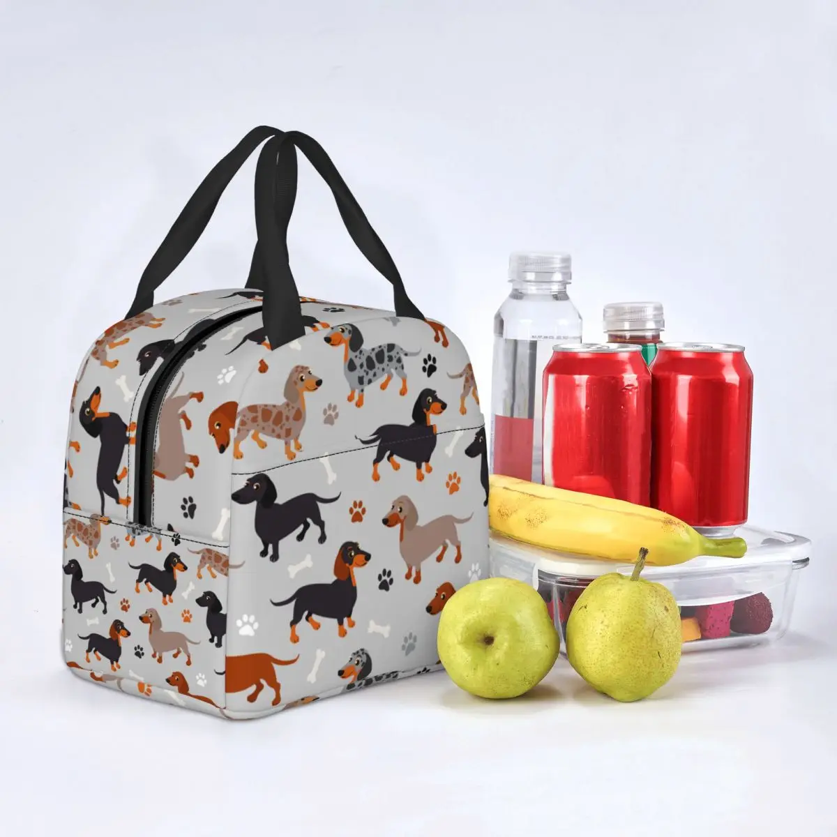 Lunch Bags for Men Women Dachshund Paws And Bones Insulated Cooler Bag Waterproof Picnic Animal Oxford Lunch Box Handbags