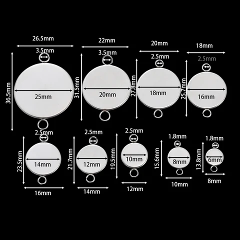 Заключения для кабошонов из нержавеющей стали AGCFABS 6-25 мм