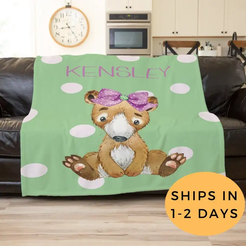 

Bear Blanket, Custom Throw Blanket, Personalized Blanket, Boho Throw Blanket, Teddy Bear Blanket, Personalized Throw For Kids, A