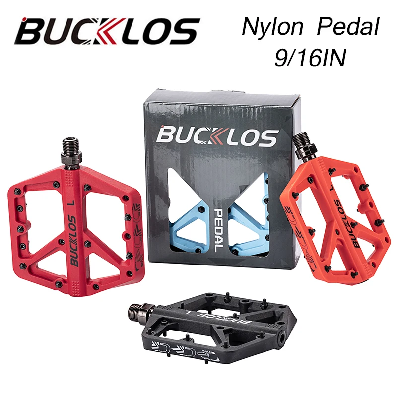 

BUCKLOS Bicycle Pedals Double Bearing Road Mountain Bike Pedals Waterproof Non-slip Ultralight Nylon MTB Pedal Bike Part