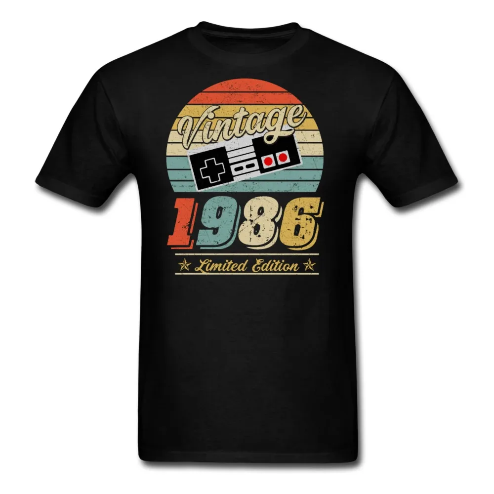 

Vintage 1986 classic gamer birthday gift Unisex Classic O-Neck Cotton T Shirt Men Casual Short Sleeve Tees Tops Harajuku