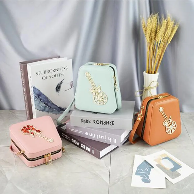 Personality design New PU small square bag casual diagonal fashion cute diamond-studded evening fresh women's mini |
