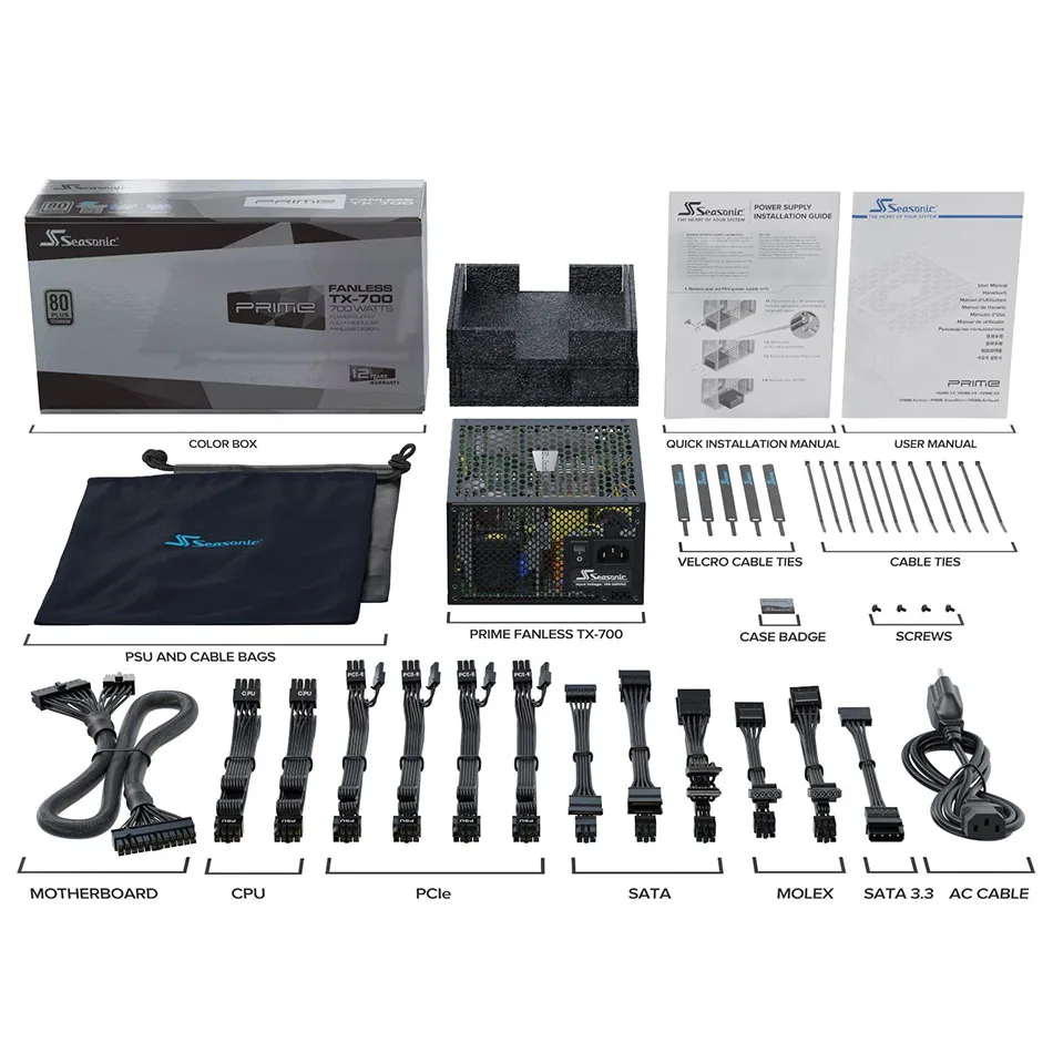 Seasonic Prime TX-700 безвентиляторный блок питания для компьютера 80 PLUS титановый