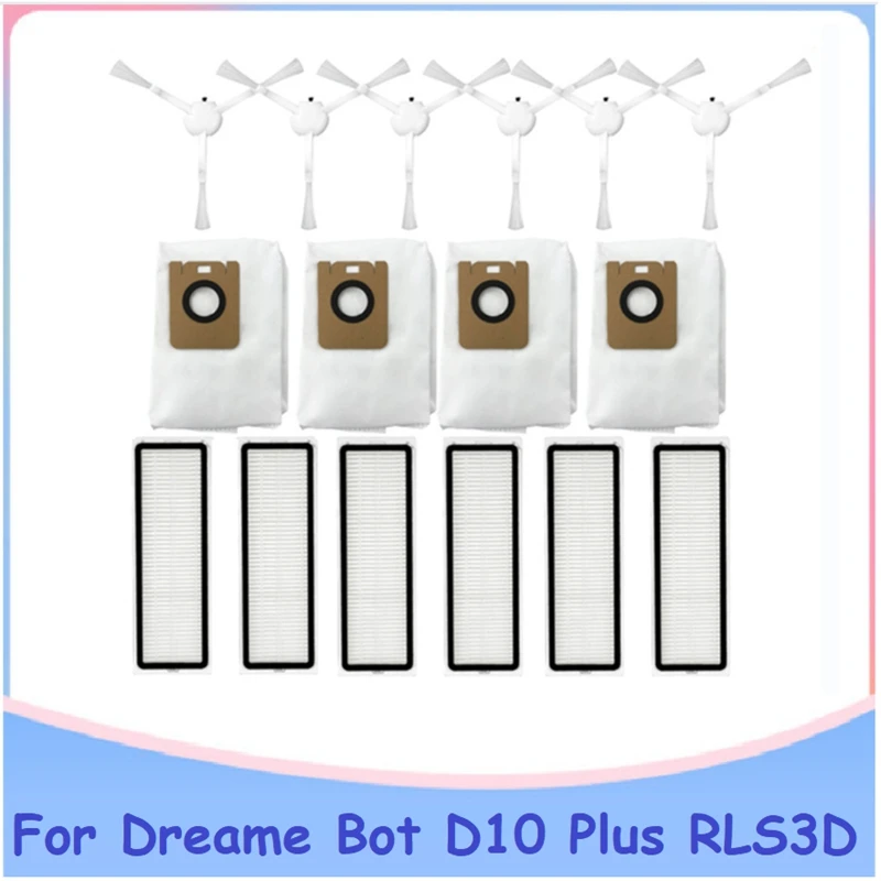

16Pcs Washable HEPA Filter Side Brush Dust Bag For Xiaomi Dreame Bot D10 Plus RLS3D Robot Vacuum Cleaner Replacement Spare Parts