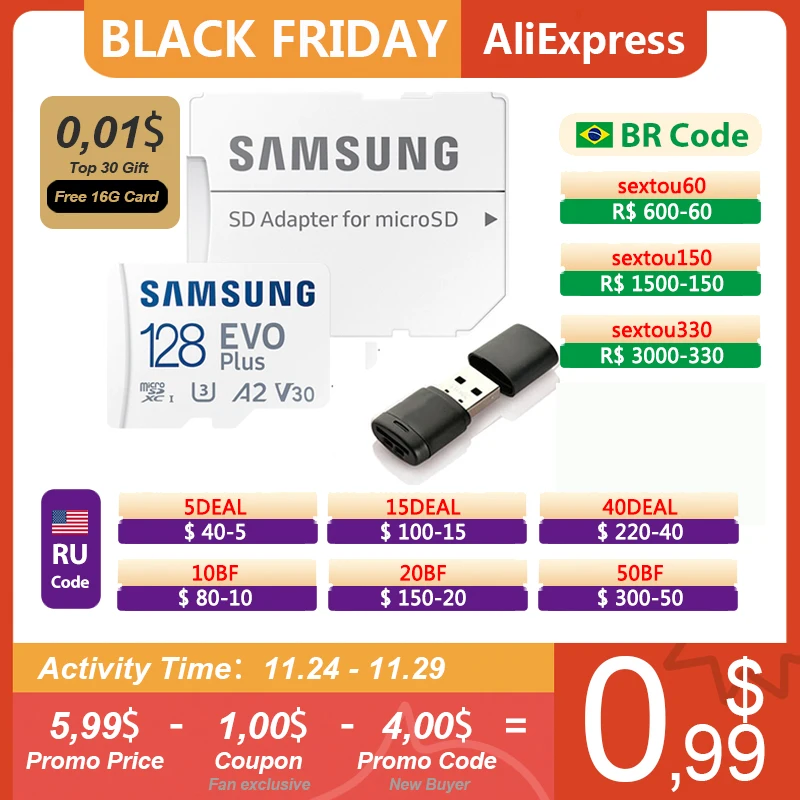  SAMSUNG EVO Plus Micro SD карта памяти, 128 ГБ, 64 ГБ, 512 ГБ, 256 ГБ