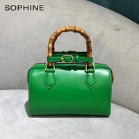 classic vintage boston style women handbag fashion luxury brand designer bamboo top handle leather bag